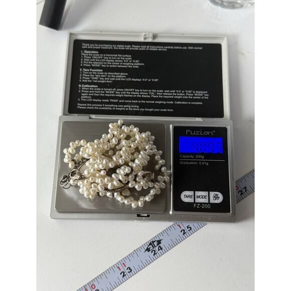 LUC Sterling Silver Necklace Double Strand 18.5" Real Pearl Abalone MOP Pendant - Picture 11 of 11